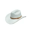 Berets Men's Western Cowboy Hat Winter Women For Gentleman Jazz Cowgirl Wide Brim Fashion Felt Fedora Sombrero Hombre