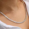 Cadena de tenis Hip Hop de plata de ley con forma de corazón, collar de tenis Vvs Moissanite de 0.197 in con diamantes para mujer