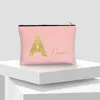 Kosmetiska väskor guld teckensnitt rosa brud makeup väska anpassad namn läppstift koppling brudmaid piga av heders present Bachelorette Pouch Organizer