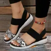 Sandaler Snakskin Print Wedge for Women Summer 2024 Fashion Non Slip Beach Shoes Woman Lätt kausal sport Sandalias Mujer