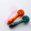 YDZH009 Spoon Smoking Pipe About 4.1/4.33/4.72/5.5/6.3 Inches Snake Style Stand Oil Burners Star Screen Perc Dab Rig Glass Pipes 20 Models