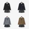 Uniformes scolaires japonais pour fille automne hiver multicolore Long Blazer ensembles jupe plissée JK marin cravate Anime Cos Costume 240226