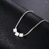 Hänghalsband sterling silver smycken retro koreanska långa tre fyrkantiga lådor halsband är lämplig för kvinnors bröllopsengagemang personlighet