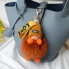 Mignon sommeil bébé pompon porte-clés réel fourrure de renard poupée porte-clés en peluche poupée pendentif mode porte-clés chaîne pour voiture porte-clés femmes sac 240228