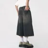 Y2K Hommes Vintage Streetwear Culottes Coréen Harajuku Denim Pantalon Large Pantalon Court Jorts Bermudas Jeans Shorts Alt Vêtements 240220