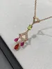 2024 vrouwen mode leuke mooie rose goud dunne roestvrijstalen ketting hoge kwaliteit paars groene diamanten kristal fan Hanger ketting oorbel pak