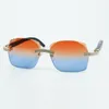 New factory direct sales double row diamond cut sunglasses 3524018 with black wood legs designer glasses size 18-135 mm