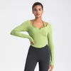 Aktive Shirts für Damen, Herbst, T-Shirt, schmale Passform, für Sport, Fitness, langärmlig, gepolstert, Yoga-Top, Workout, Laufen, hängender Hals, eng anliegend, Fitnessstudio-Anzug