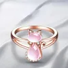Klusterringar Caoshi Delikat djurfingerring Kvinnliga jubileumsfest smycken med kattformdesign Estetiska tillbehör för bröllop