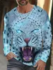 Vintage Mens Long Sleeve Tshirt 3D Print Shirts Fashion Animal Leopard Graphics Cloths Topps Män överdimensionerade Streetwear 240226