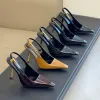 Chaussures formelles de créateurs de luxe, sandales à bretelles en cuir à bout carré 10 cm, talons hauts pour femmes, sandales, tailles 35-42 avec chaussures d'usine en boîte