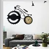 Wall Clocks American Retro Wrought Iron Bicycle Clock Hanging Home Livingroom Sticker Crafts El Club Mural Decoration