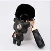 Keychains Fashion Cute Bear Print Leather Keychains Ring Rope Set 240303