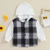 Giubbotti Bambino Neonato Ragazza Giacca scozzese con cappuccio Sherpa Flanella Shacket Manica lunga Abbottonatura Cappotto Autunno Inverno