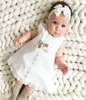 Bow Infant Baby Girls Flower Dresses Christening Gowns Newborn Babies Baptism Clothes Princess Birthday White Baby Girls Dress9345256