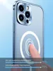 Étuis magnétiques en métal cadre en alliage d'aluminium pour étui de téléphone de chargement sans fil pour iPhone 15 14 13 12 11 Pro Mini Max couverture mate translucide