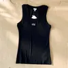 Camiseta sin mangas para mujer L home Camisola de punto de estilo largo y corto con bordado clásico de color sólido de verano GTEW