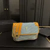 Tasarımcı Denim omuz çantaları Crossbody Cüzdan Lüks Zincir Tasarımcı Debriyaj Lady Bags Messenger Zarf Flep 240215