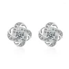 Stud Earrings Fashion Piercing Zircon Flower Earring For Women Girls Cute Wedding Party Jewelry Gifts Pendientes Eh2140