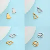 Charms 5Pcs Stainless Steel Gold Plated Tiny Bow Cute Round Heart Pendant For Diy Necklace Bracelet Jewelry Making Findings