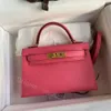 10s جميع حقيبة حمل مصنوعة يدويًا 19 سم مصممة حقيبة كروسة حقيبة Besigner Bag Messenger REA TOP EPSOM Skin Handmade Wax Thread Wallet With Original Box