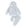 Set di abbigliamento TNGXXWL Vestiti autunnali per neonato Felpa con cappuccio a righe casual e pantaloni da jogging Abiti invernali carini (D Bianco 0-6 Mesi)