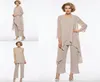 Plus Size Mother Of The Bride Pant Suit 3 Piece Chiffon for Beach Wedding Dress Mother039s Dress Long Sleeves Cheap Mothers For9266448