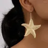 Dangle Küpeler Denizyıldız Damlası Kadınlar için Damla Geometrik Yıldız Şekli Kulak Aksesuarları Tatil Partisi Moda Takı E407