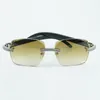 New factory direct sales double row diamond cut sunglasses 3524018 with black wood legs designer glasses size 18-135 mm