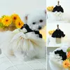 Hundkläder högkvalitativ tygkläder elegant 3D blomma båge dekoration bröllopsklänning stilfull nät skarv prinsessa för