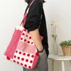 Bolsas de compras Bolsa de lona literaria retro Mujeres Lunares rojos Hombro Ulzzang Línea Shopper Ladies Reutilizable Tote de mano