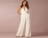 Dower me sexy halter pescoço branco macacões bolsos sem costas longo elegante macacão festa de casamento feminino039s preto outono playsuits 4842258