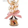 Keychains Keychains Keychains Cute Keychain Pearl String Carousel Key Jewelry Gift Accessories Llaveros Para Mujer Drop Ship Miri22 240303