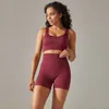 Lu Align outfit justera kvinnor kläder sporstwear sömlös uppsättning sexig fyrkantig krage sport bh toppar kostymer med shorts gym fitness ärmlös träning jogger gry citron wom