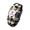 Charm Bracelets Women Health Care Leather Bracelet Breast Cancer Awareness Pink Ribbon Punk Style Glass Cabochon Bangle Gifts
