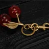 Keychains Lanyards Crystal Cherry Styles Red Color Girls Fashion Accessories Fruit Handbag Decoration 240303