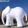 groothandel 5mH (16.5ft) met blower Nachtfeest grote witte opblaasbare olifant mascotte dierlijk beeldverhaal met LED-licht voor vakantiedecoratie