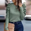 Women's T Shirts Fashion Simple Puff Long Sleeve Bottom 2024 Solid Color O Neck Tops Pullover Autumn Casual Commute High Street Jumper