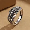 Pierścienie klastra Retro puste ryby Pierścień lotosowy żeńskie akcesoria palec wskazującego Dostosuj modne srebro 925 dla kobiet biżuteria projekt przeciwdziałania