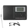 Radio Mini radio portatile Ricevitore FM/AM/SW/MW Radio tascabile a banda intera con orologio digitale Auricolare Ricevitore radio stereo FM per la casa