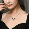 Trendy Double Wings Charm 14K Altın Kolye Moda Bohemia Tarzı CZ Kristal Kolye Takı Kadınlar için