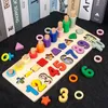 Barn Montessori Math Toys för småbarn Utbildning Träpussel Fiske Number Form Matchande Sorter Games Board Toy Gift 240301