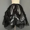 Saias 2024 Harajuku Gothic Lolita Estilo Princesa Mulheres Kawaii Doce Lace Malha Bolo Mini Saia Meninas Preto Assimétrico