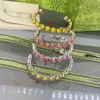 Luxuriöses Designer-Armband für Damen, Bambus-Armband, farbige Strass-Armbänder, halböffnendes Silber-Gold-Armband