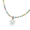 Chaînes perles colorées perlées petite fleur collier ras du cou chaîne réglable clavicule pour femmes filles bijoux boho faits à la main