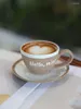 Fincan tabakları 200ml vintage kahve fincanı ve plaka seti Avrupa lüks Merhaba Sir Miss Seramik Konsantresi Cappuccino Latte Çiçeği