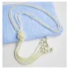 Łańcuchy mody perłowy długi dwuwarstwowy naszyjnik wielowarstwowy Stacking Podstawowy sweter biżuteria damska