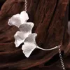 Pendentif Colliers Amxiu 925 Sterling Silver Ginkgo Biloba Collier Feuilles faites à la main pour femmes filles Accessoires Bijoux quotidiens