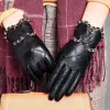 designer gloves Leather Half-finger Women's Sheepskin Motorcycle Gloves Leaking Fingers Short Spring and Autumn Thin Section