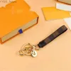 Keychains Lanyards Designer keychains multicolor quality brown leather wallet lanyard accessories letter 240303